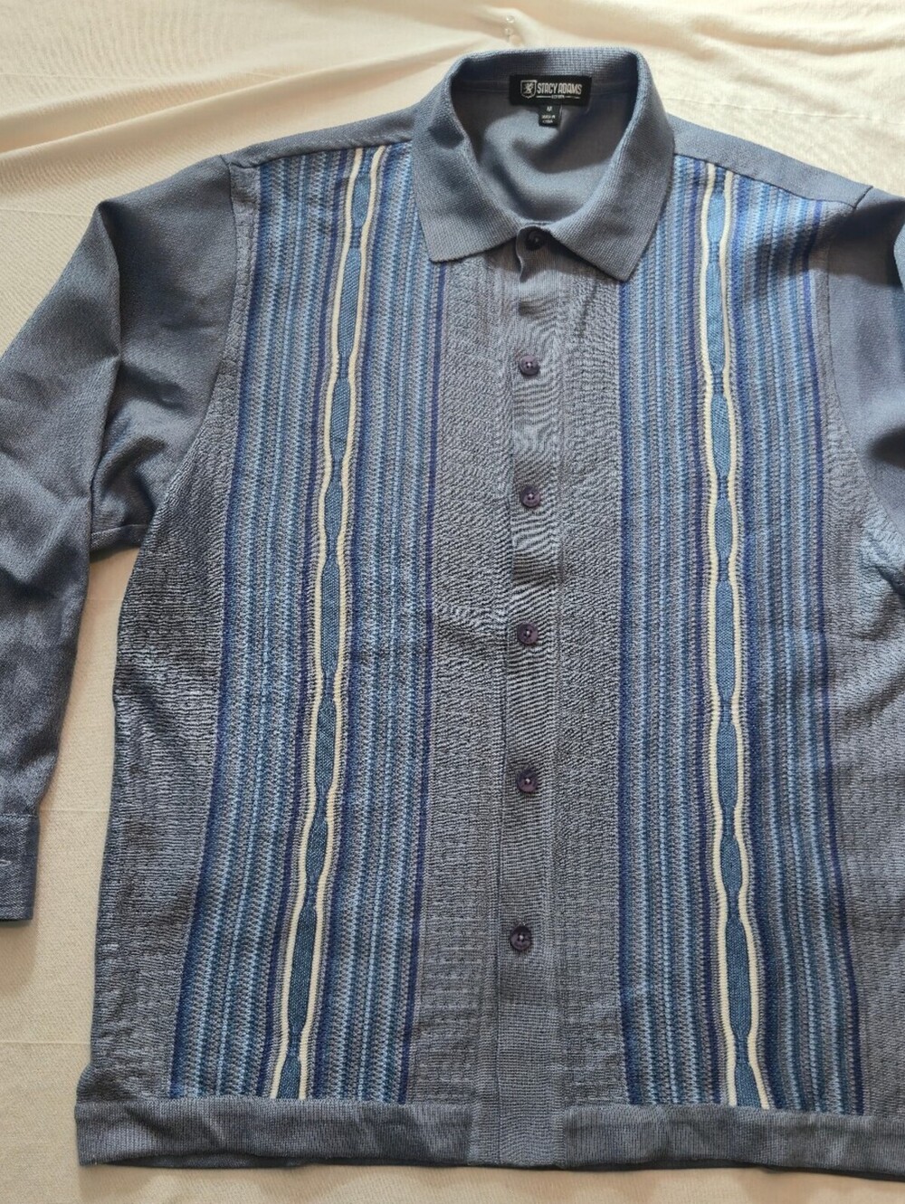 Stacy Adams Men's Blue Button-Up Long Sleeve Shirt Medium